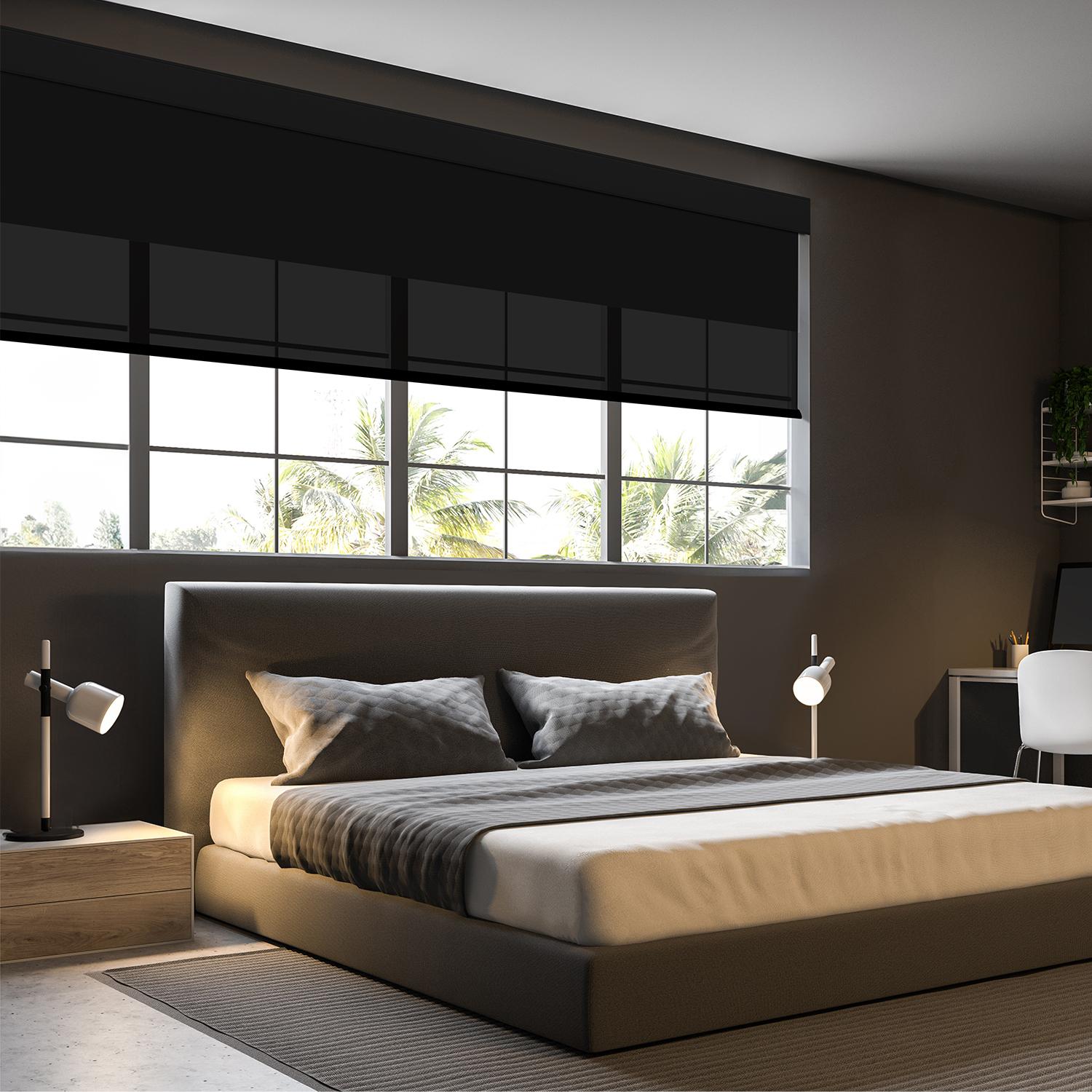 Roller Shades Roller Shades in a bedroom window