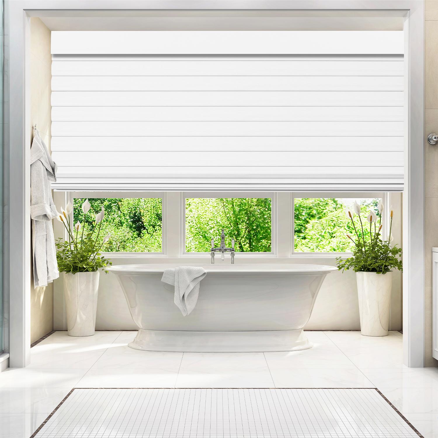 Roman Shades Roman Shades in a bathroom window